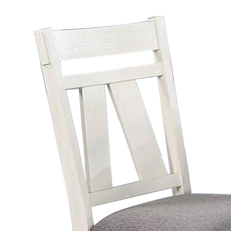Lexi 24 Inch Classic Dining Side Chair, Padded Seat, Set of 2, Gray, White - Benzara