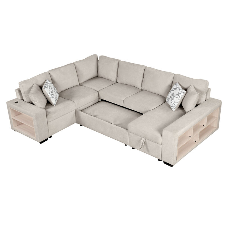 Merax U-shaped Sectional Sofa Pull-out Sofa Bed