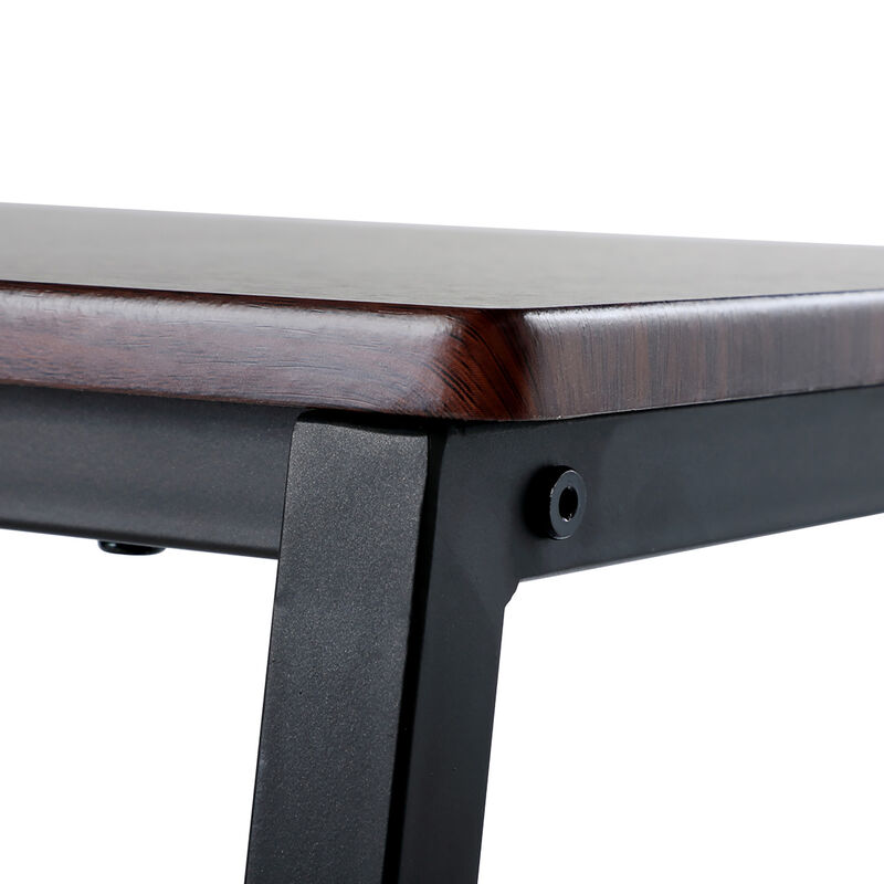 C-Shaped Bedside Table with Metal Frame, Coffee Brown