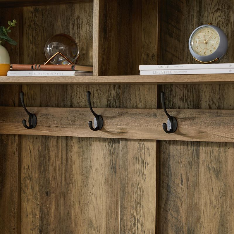Coat Rack with Storage Shoe Cabinet Entryway Organizer with Hooks & Shelves