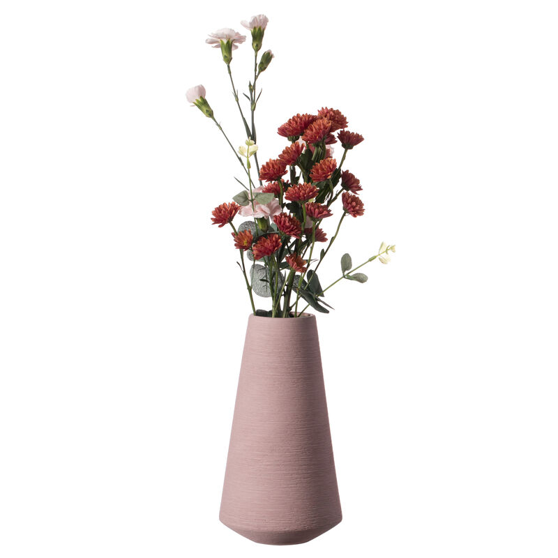 10 H Decorative Ceramic Round Cone Shape Centerpiece Table Vase Pink, Large