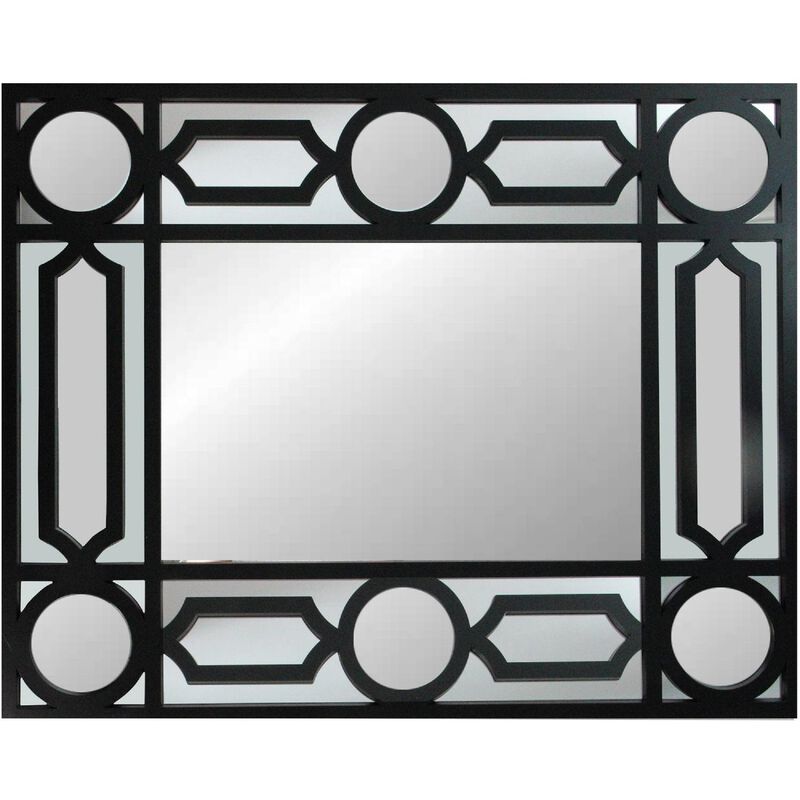 29.5" Black Framed Geometric Style Rectangular Wall Mirror