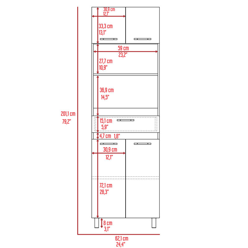 Pembrooke 2-Shelf 1-Drawer Microwave Pantry Cabinet Smokey Oak