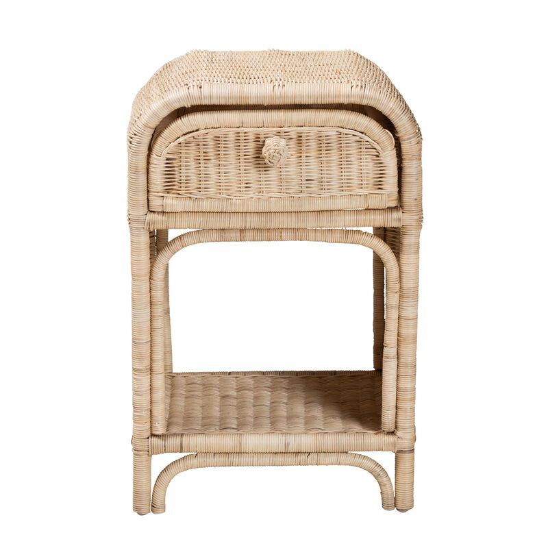 Bali & Pari Magni Modern Bohemian Natural Brown Rattan 1-Drawer Nightstand