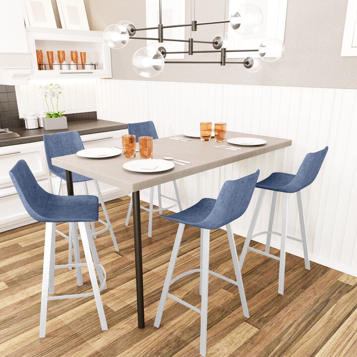 LeisureMod Elland Bar Stool – Modern White Base with Comfortable Padded Seat – Set of 2, Stylish and Durable