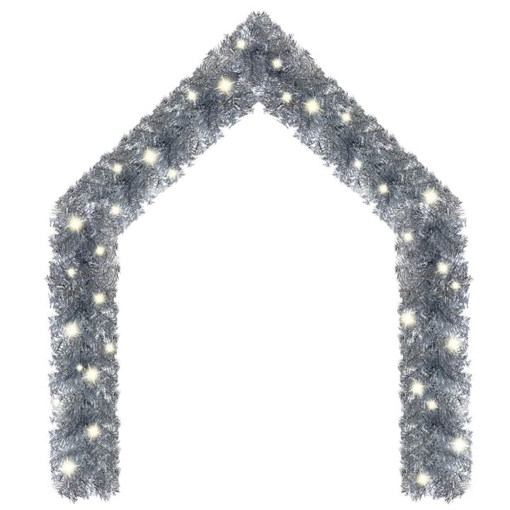 vidaXL Christmas Garland with LED Lights 393.7" Silver