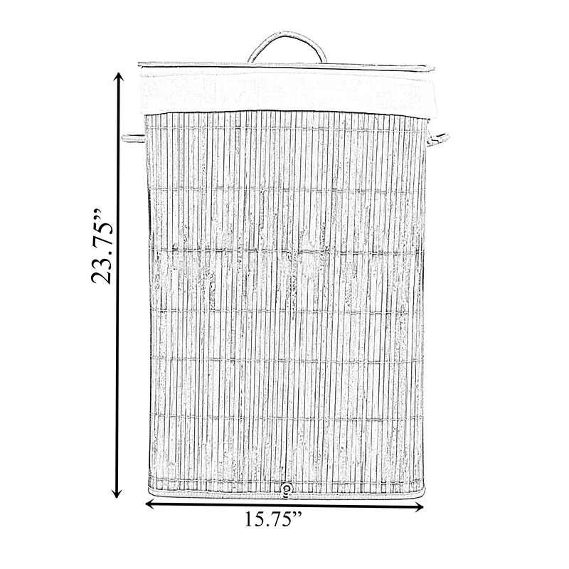 Rectangle Bamboo Collapsible Waterproof Laundry Hamper with Lid and Handles for Organizer, Clothes, Toy Durable Folder Washing Bin for Easy Carrying