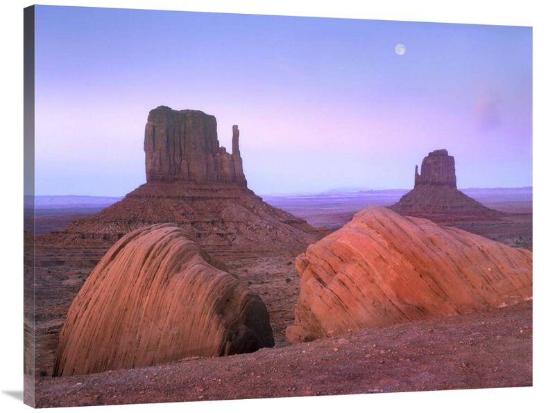 Moon over mittens, Monument Valley, Arizona-Canvas Art-40x30
