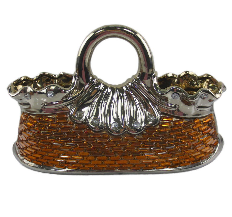 Dolce Mela Purse Decorative Ceramic & Glass Flower Vase (Larger Size)