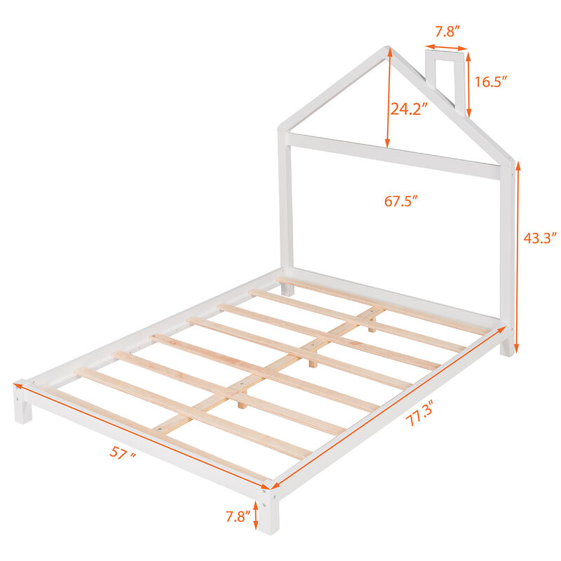 Merax Wood Platform Bed with House-shaped Headboard