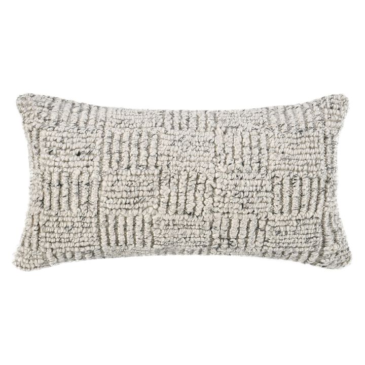 Slick Lumbar Accent Throw Pillow, 14x26 Ivory Recycled Textured Fabric - Benzara