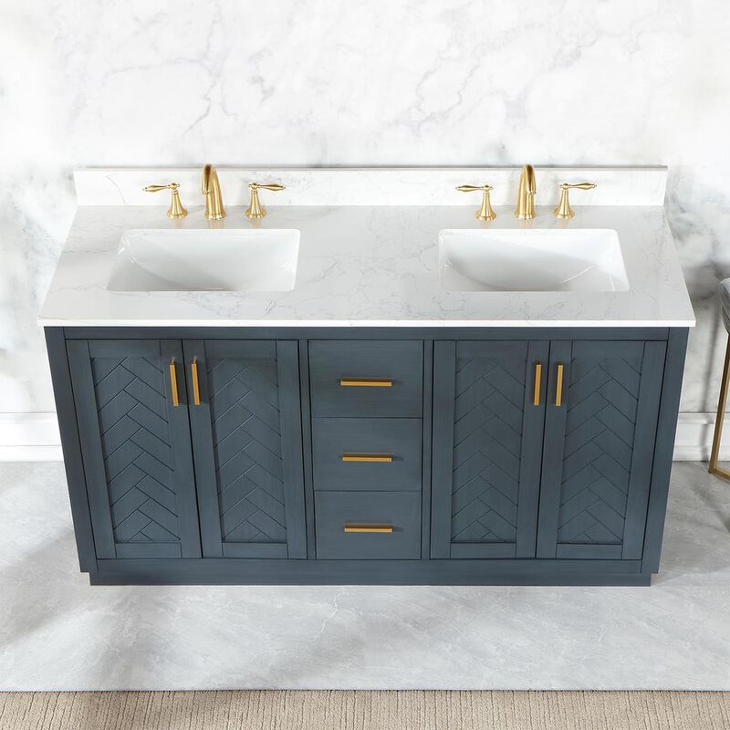 Altair 60 Double Bathroom Vanity Set in Classic Blue without Mirror