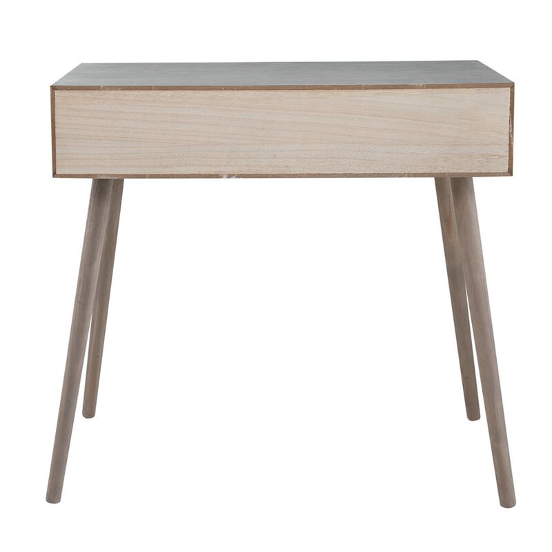 Pia 31 Inch Console Table, Pine Wood, 2 Drawer, Woven Rattan, Rustic Brown-Benzara