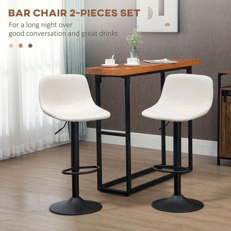 Cream White Bar Chairs: Set of 4 Adjustable Swivel Padded Stools