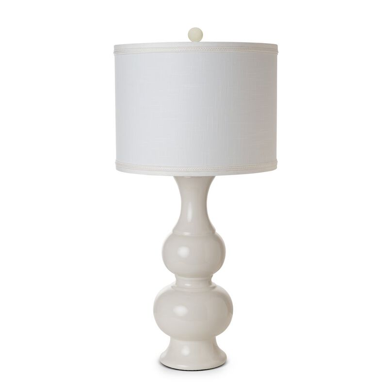 Lux Lighting Warley 34 White Ceramic Table Lamp, (Set of 2)