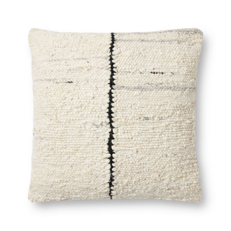 Carla PAL0030 Ivory/Black 22''x22'' Polyester Pillow by Amber Lewis x Loloi