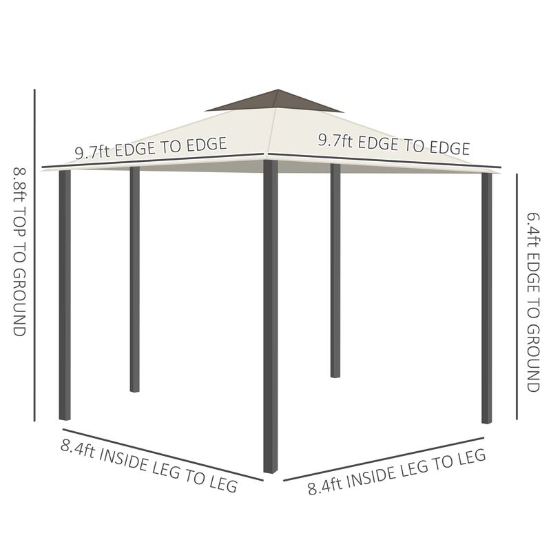 Cream White Garden Pavilion: 10'x10' Aluminum Gazebo with Curtains