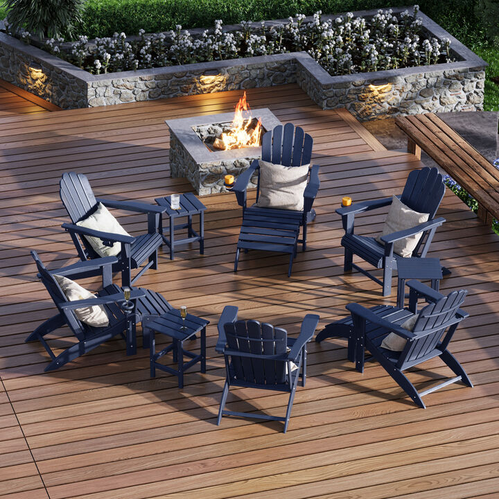 WestinTrends 12-Piece HDPE Outdoor Patio Furniture Adirondack Chair Conversation Table Set
