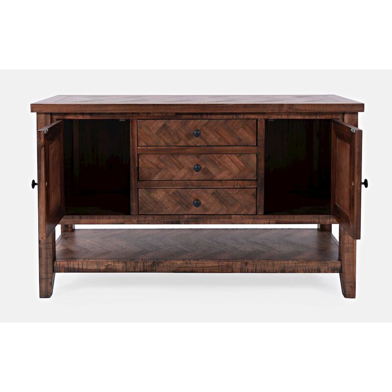 Jofran Fairview Transitional Herringbone Contemporary Distressed Acacia Buffet Server