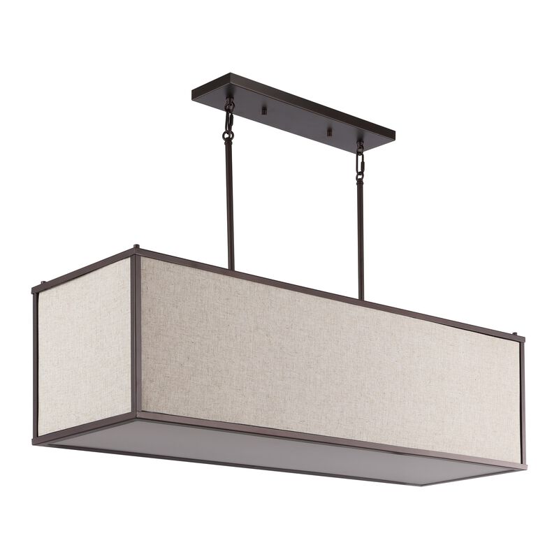 Cole 4-Light Minimalist Industrial Rectangular Linen Iron Linear LED Pendant