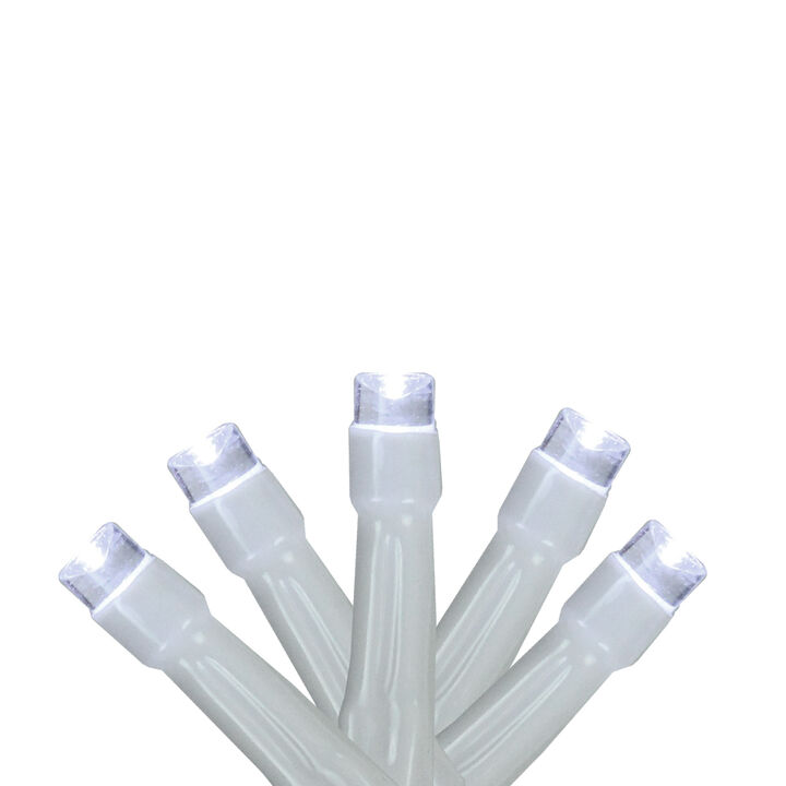 10 Battery Operated White LED Wide Angle Christmas Lights - 3 ft White Wire