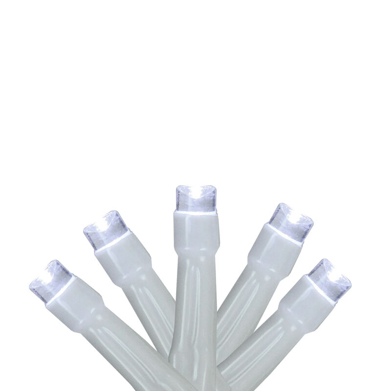10 Battery Operated White LED Wide Angle Christmas Lights - 3 ft White Wire