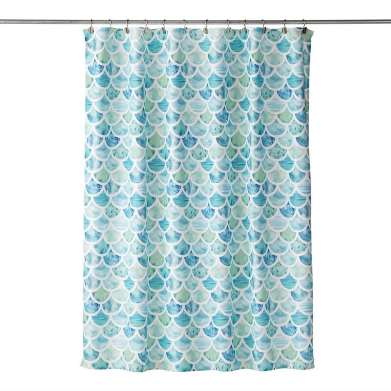 SKL Home Saturday Knight Ltd Ocean Watercolor Scales Shower Curtain - 70x72", Multi