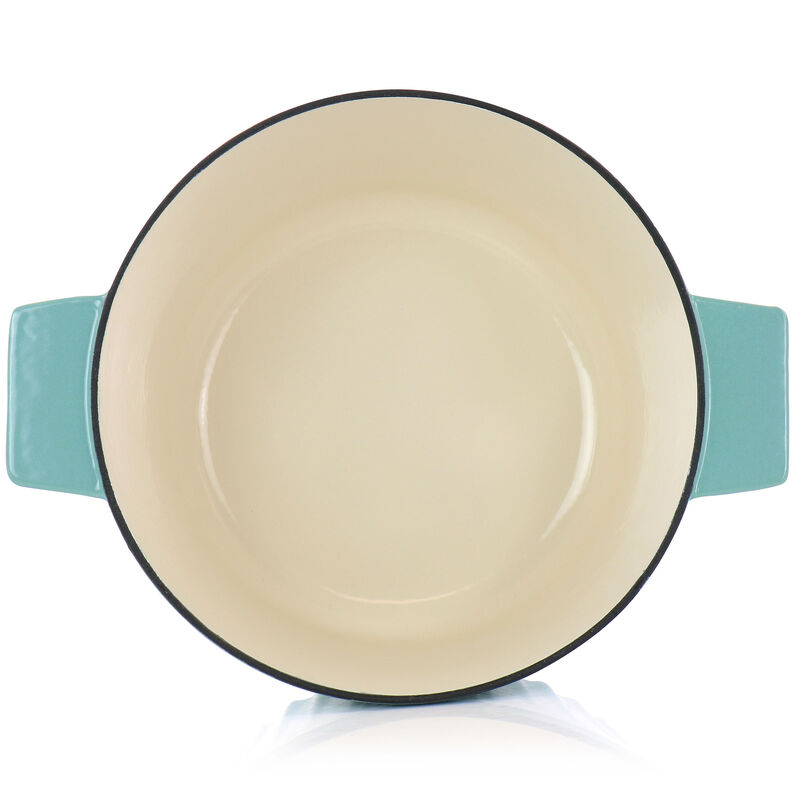 Martha Stewart Enameled Cast Iron 3 Quart  Embossed Stripe Dutch Oven with Lid in Turquoise
