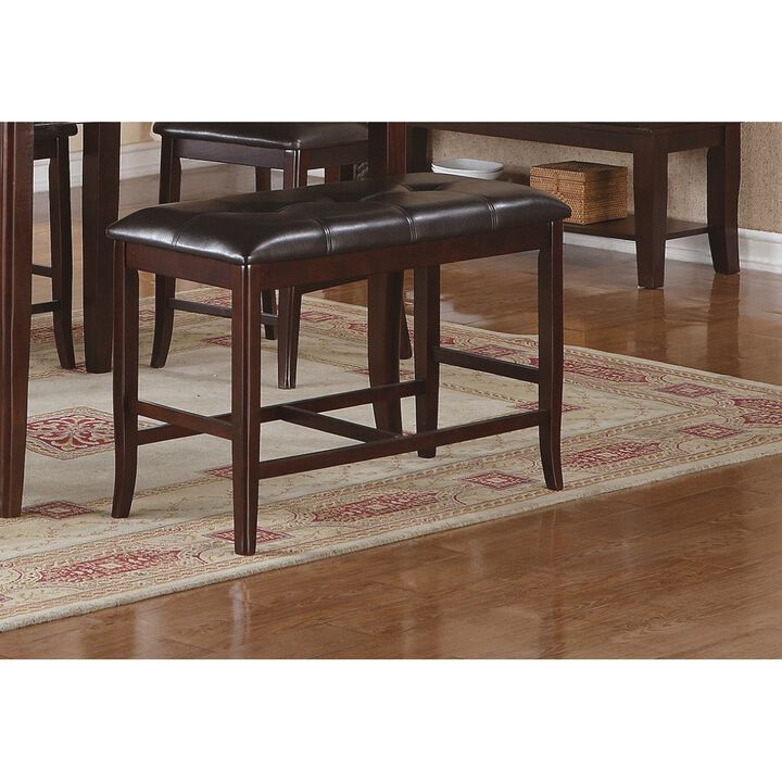 Brown Faux Leather Counter Height Bench