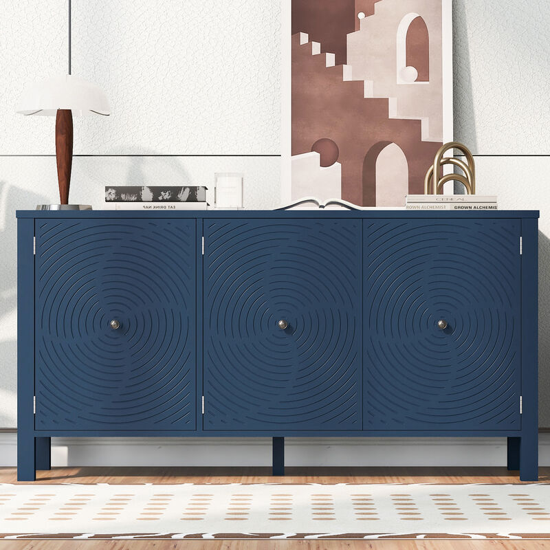 Merax Sideboard Cabinet with Curved Swirl Patterned Doors