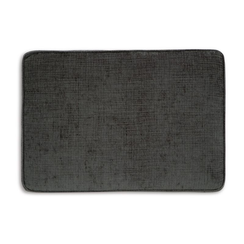Erin Ottoman with Corner Block Frame, 33 Inch Dark Gray Polyester - Benzara