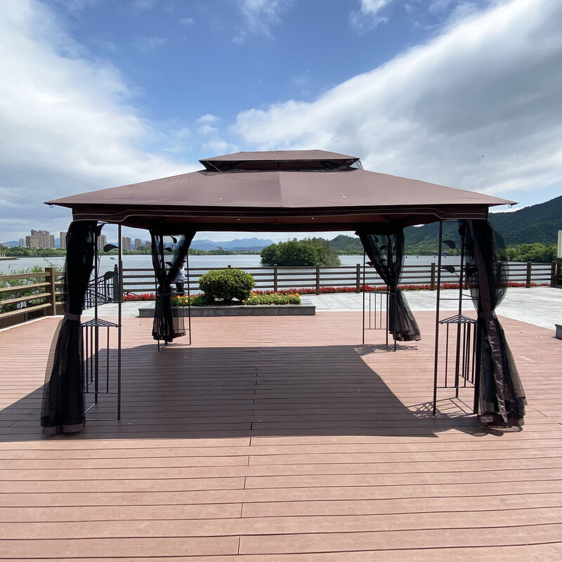 13x10 Ft Outdoor Patio Gazebo Canopy Tent with Ventilated Double Roof, Mosquito Net & Detachable Mesh Screen Suitable for Lawn, Garden, Backyard, and Deck