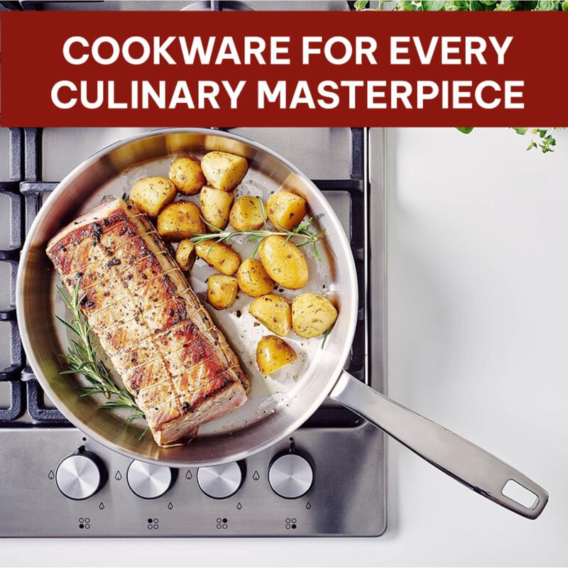 Beka Maestro Frying Pan Skillet - Stainless Steel Pan for Stainless Steel Cookware Set 5-Ply Construction, Oven Safe, Stainless Steel Frying Pan, Lead & Cadmium Free, Non Toxic Cookware - 9.5"