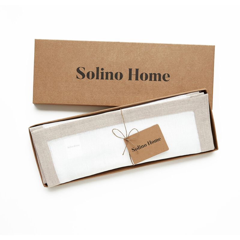 Solino Home 100% Pure Linen Placemats 14 x 19 Inch Set of 4 | Classic