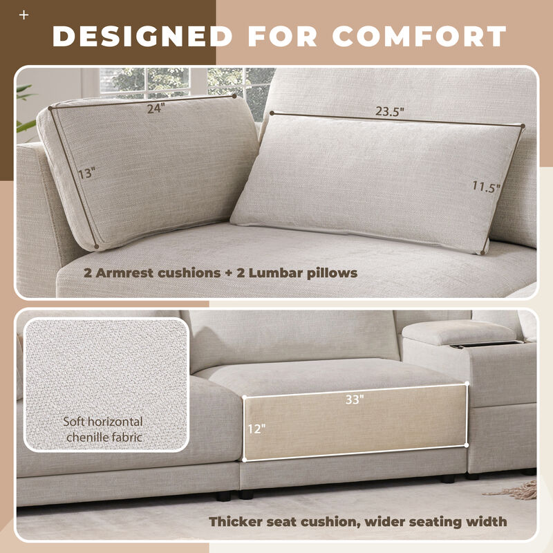 Merax Modular Sectional Sofa with Storage Console and Movable Ottoman