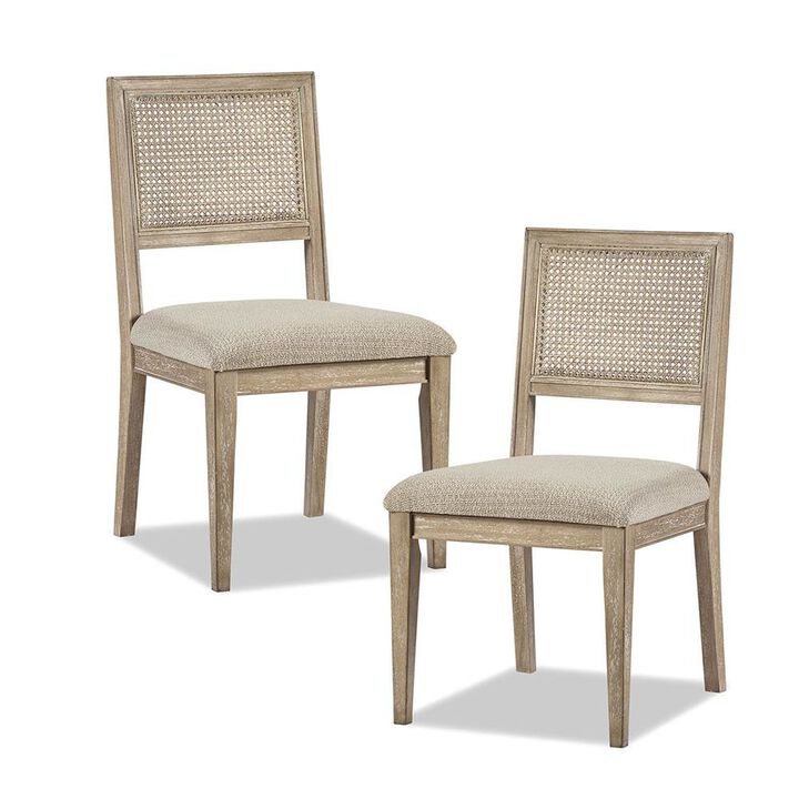 Starlight Canyon Home Set of 2 Brown Dining Chairs with Cane Back and Upholstered Seat
