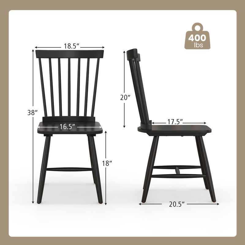 Set of 2 Windsor Dining Chairs with High Spindle Back