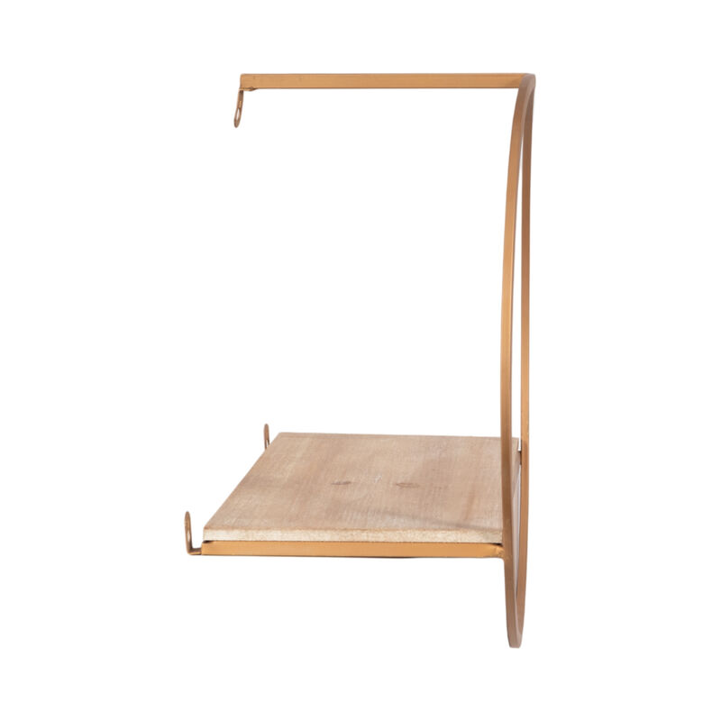 Metal & Wood Wall Shelves, Bronze Set