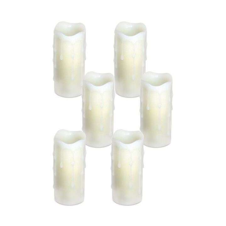 Set of 6 LED Wax Dripping Pillar Candles for Home Decor and Ambiance