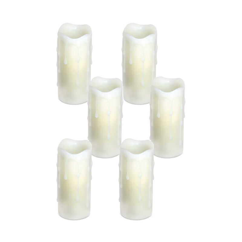 Set of 6 LED Wax Dripping Pillar Candles for Home Decor and Ambiance