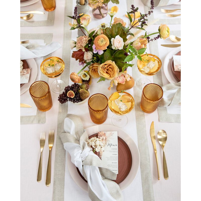 Solino Home 100% Pure Linen Table Runner | Festive Edge for Thanksgiving, Christmas