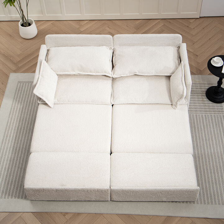 Merax 3-in-1 Corduroy Convertible Sleeper Sofa Couch