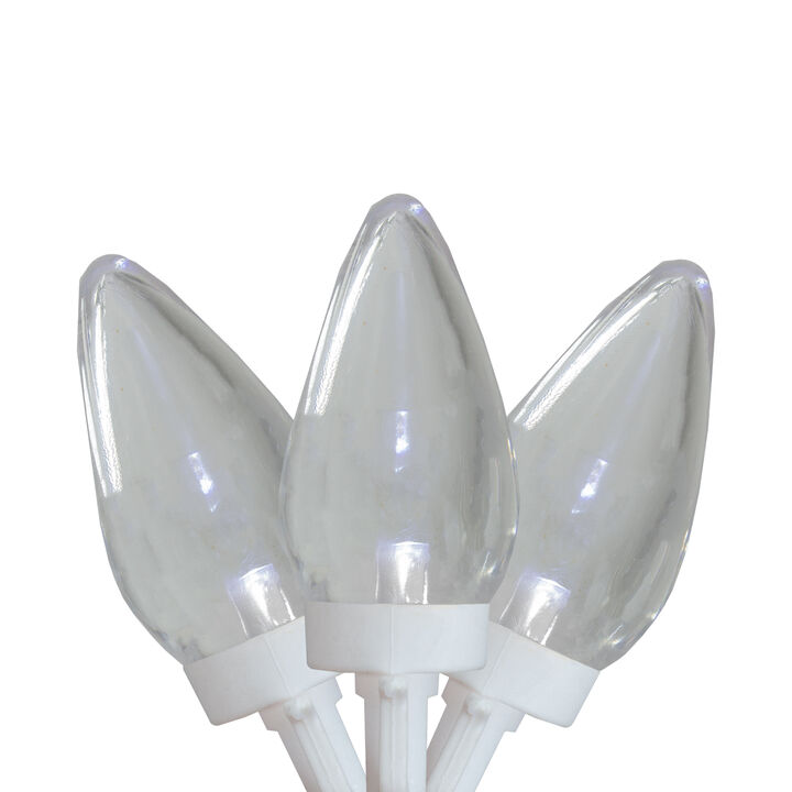 25 Count Pure White LED C7 Christmas Lights  16 ft White Wire