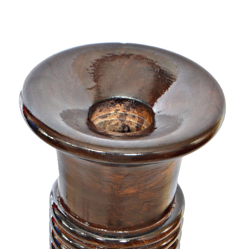 Antique Decorative Brown Hand Curved Mango Wood Floor Flower Vase with Unique Textured Pattern, 36 Inch
