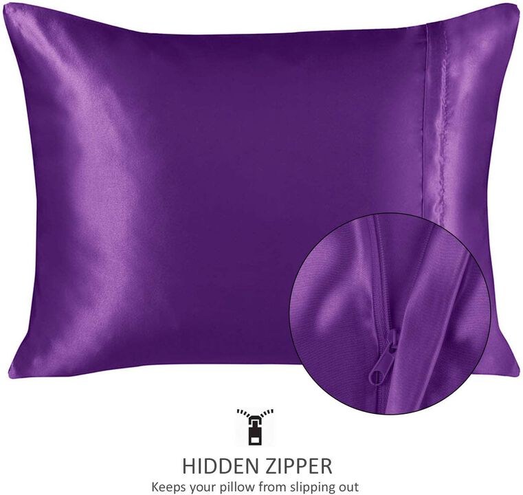 Satin Pillow Case with Zipper - Luxury Pillow Cover (Pillowcase Set of 2)
