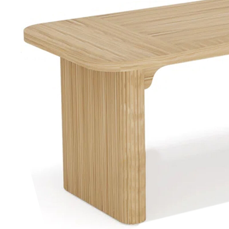 Executive Desk, 62 Inch Light Brown Top, Fluted Double Pedestal Base - Benzara