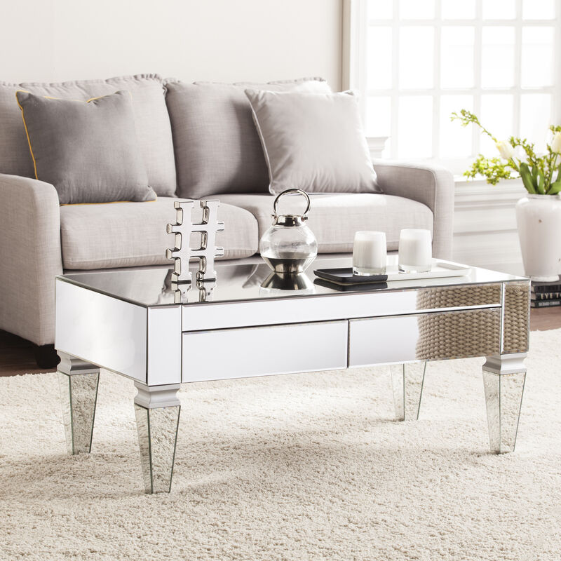 Darien Mirrored Coffee Table w/ Storage