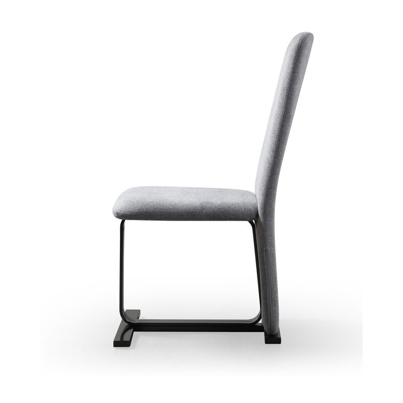 Cid Jim 19 Inch Dining Chair Set of 2, Gray Linen, Sturdy Steel Frame - Benzara