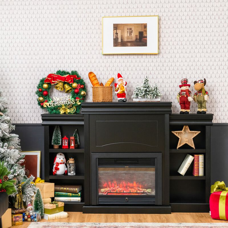 Modern Fireplace Media Entertainment Center with Bookcase