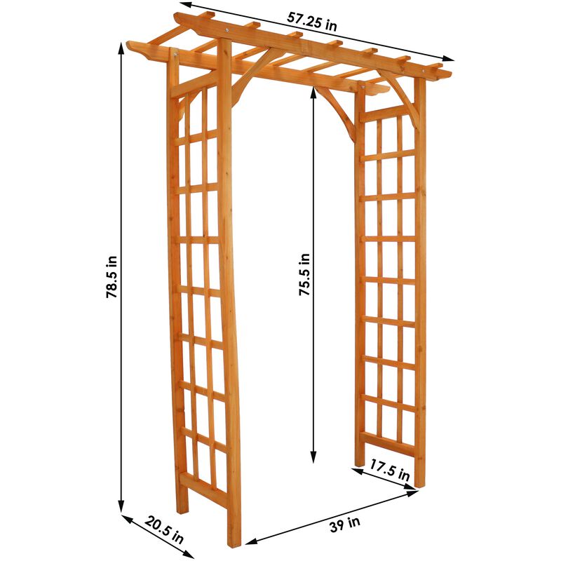 Sunnydaze Wooden Fir Arbor Weatherproof Arched Garden Walkway - 78 in